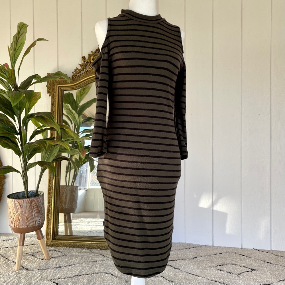 Striped Cold Shoulder Dress
